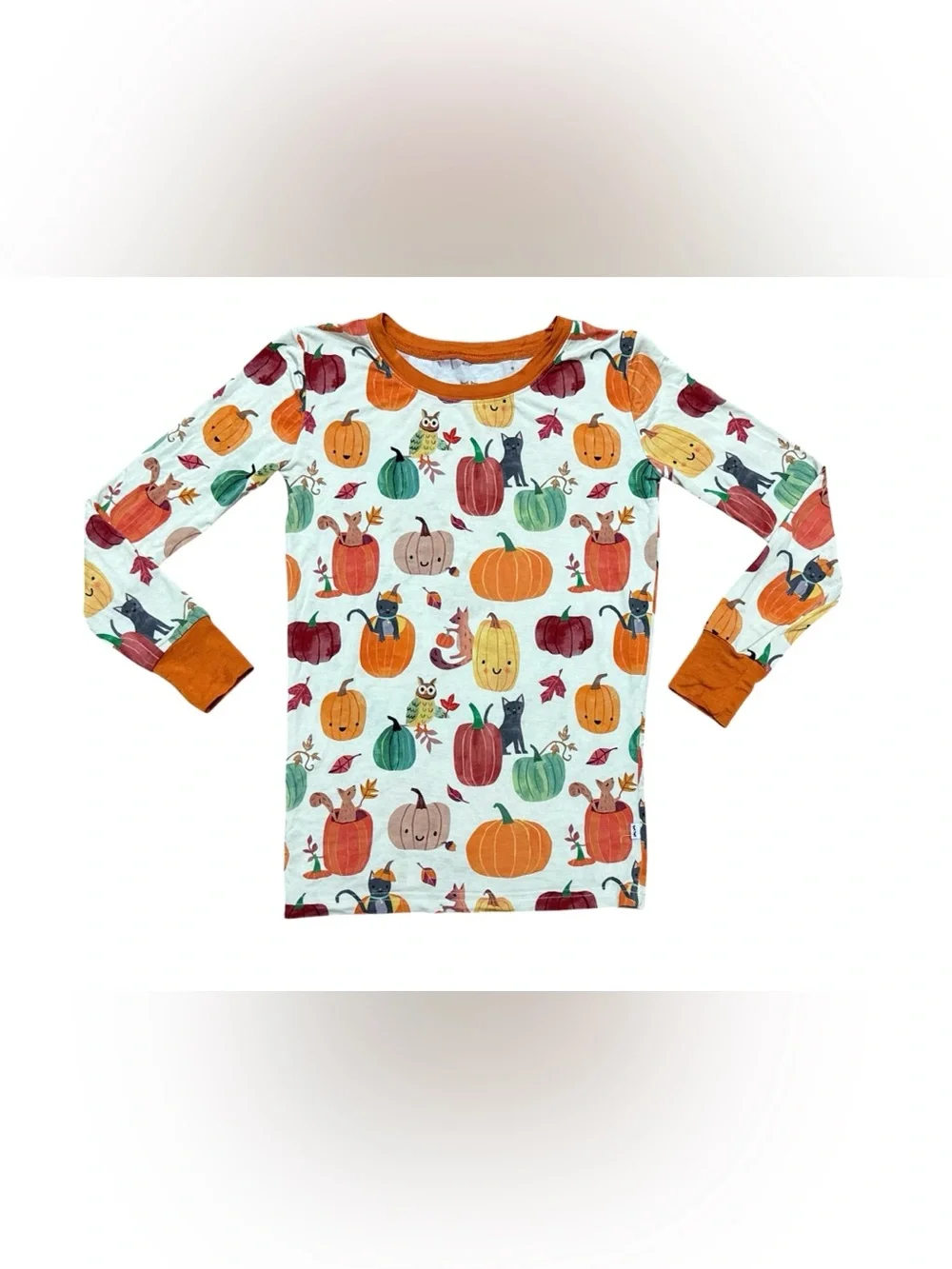 Little Sleepies Pumpkin Pals Bamboo Pajama Top Boys Girls Size 9/10 Long Sleeve